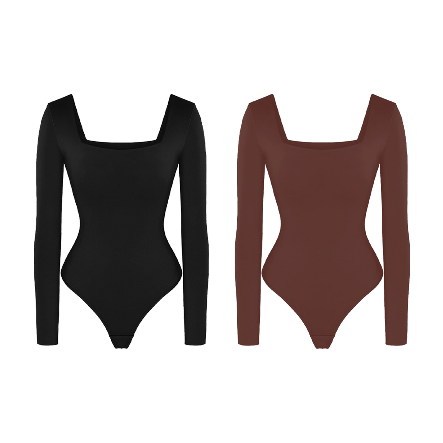 π₯ Black Friday Presale is On! π₯-Shapewear Contour Long Sleeve Square Neck Bodysuit
