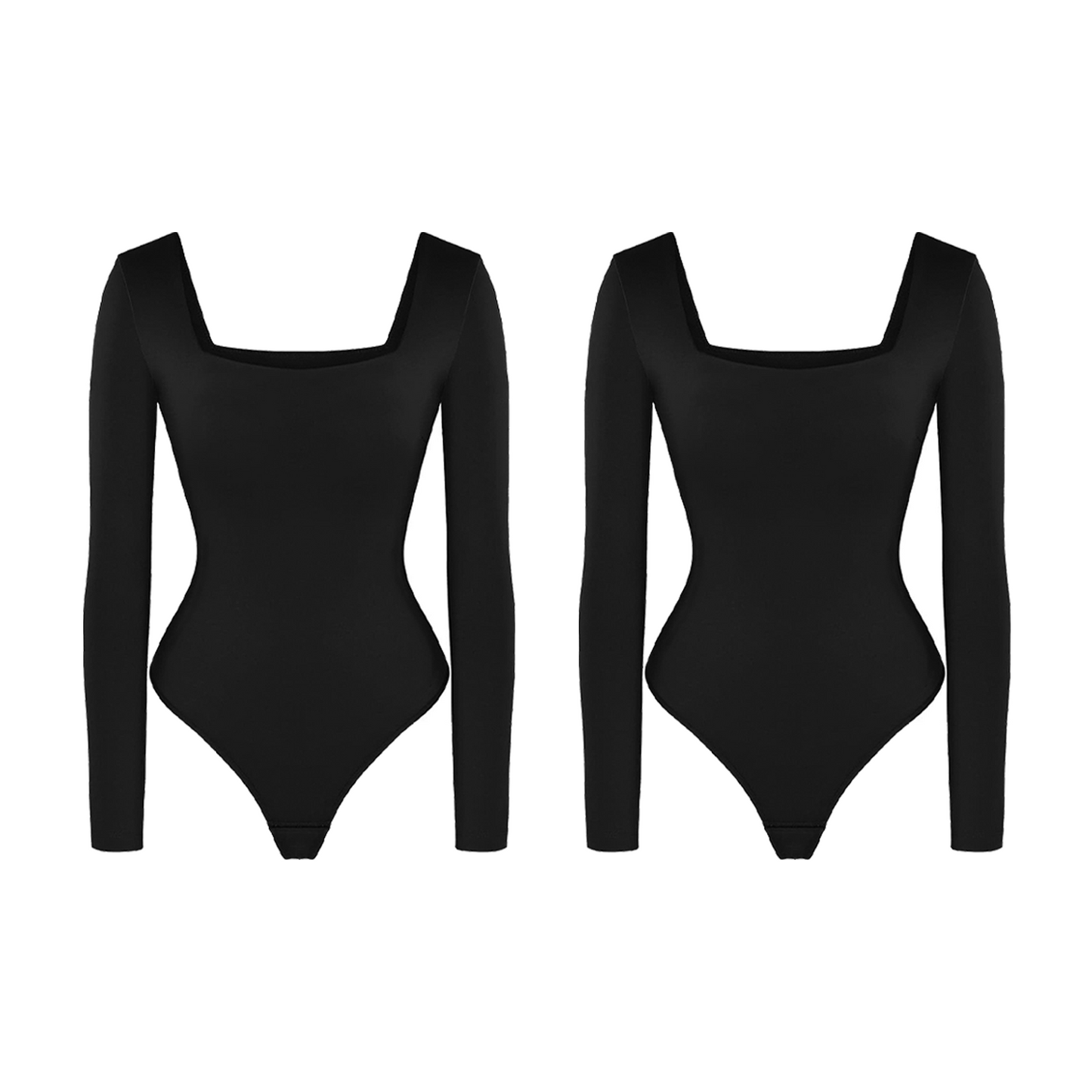 π₯ Black Friday Presale is On! π₯-Shapewear Contour Long Sleeve Square Neck Bodysuit