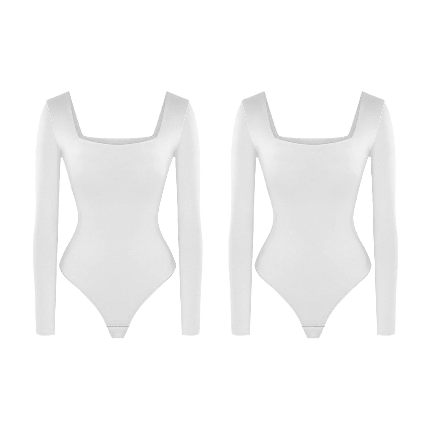 π₯ Black Friday Presale is On! π₯-Shapewear Contour Long Sleeve Square Neck Bodysuit