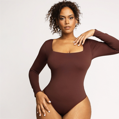 π₯ Black Friday Presale is On! π₯-Shapewear Contour Long Sleeve Square Neck Bodysuit