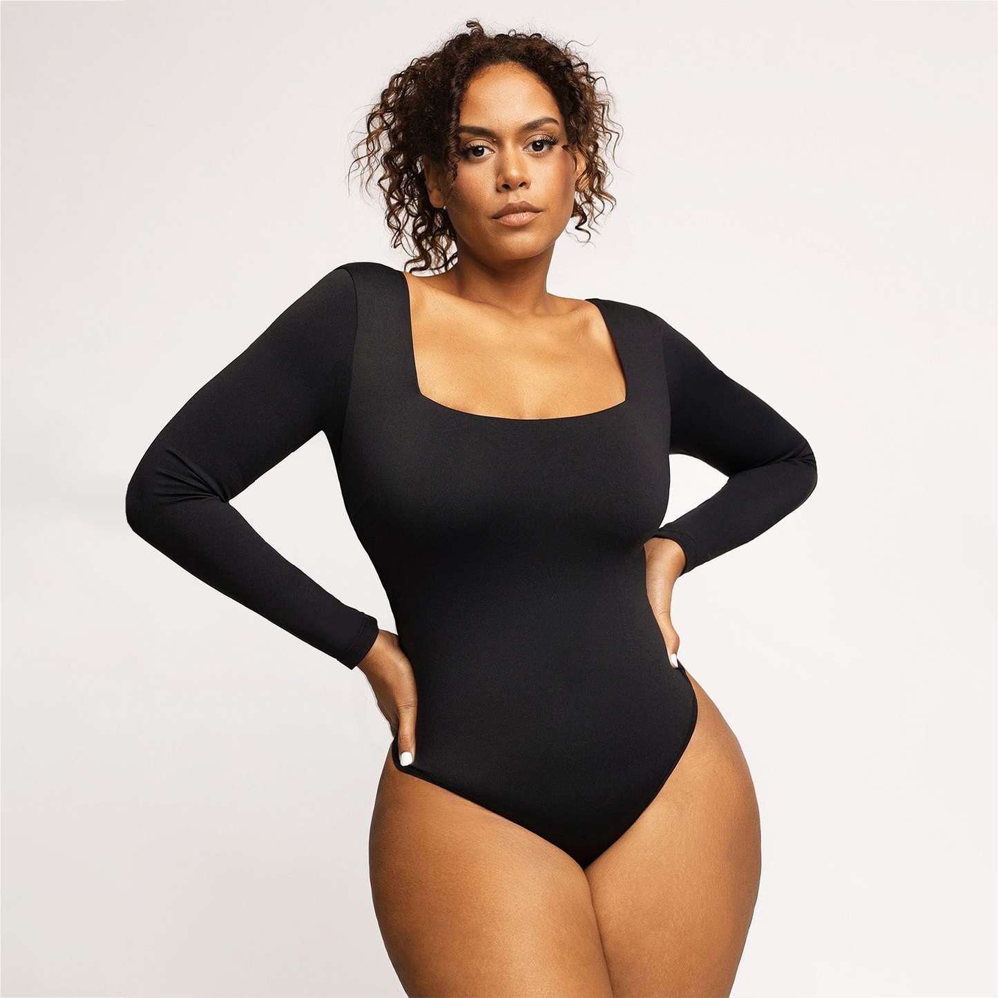 π₯ Black Friday Presale is On! π₯-Shapewear Contour Long Sleeve Square Neck Bodysuit