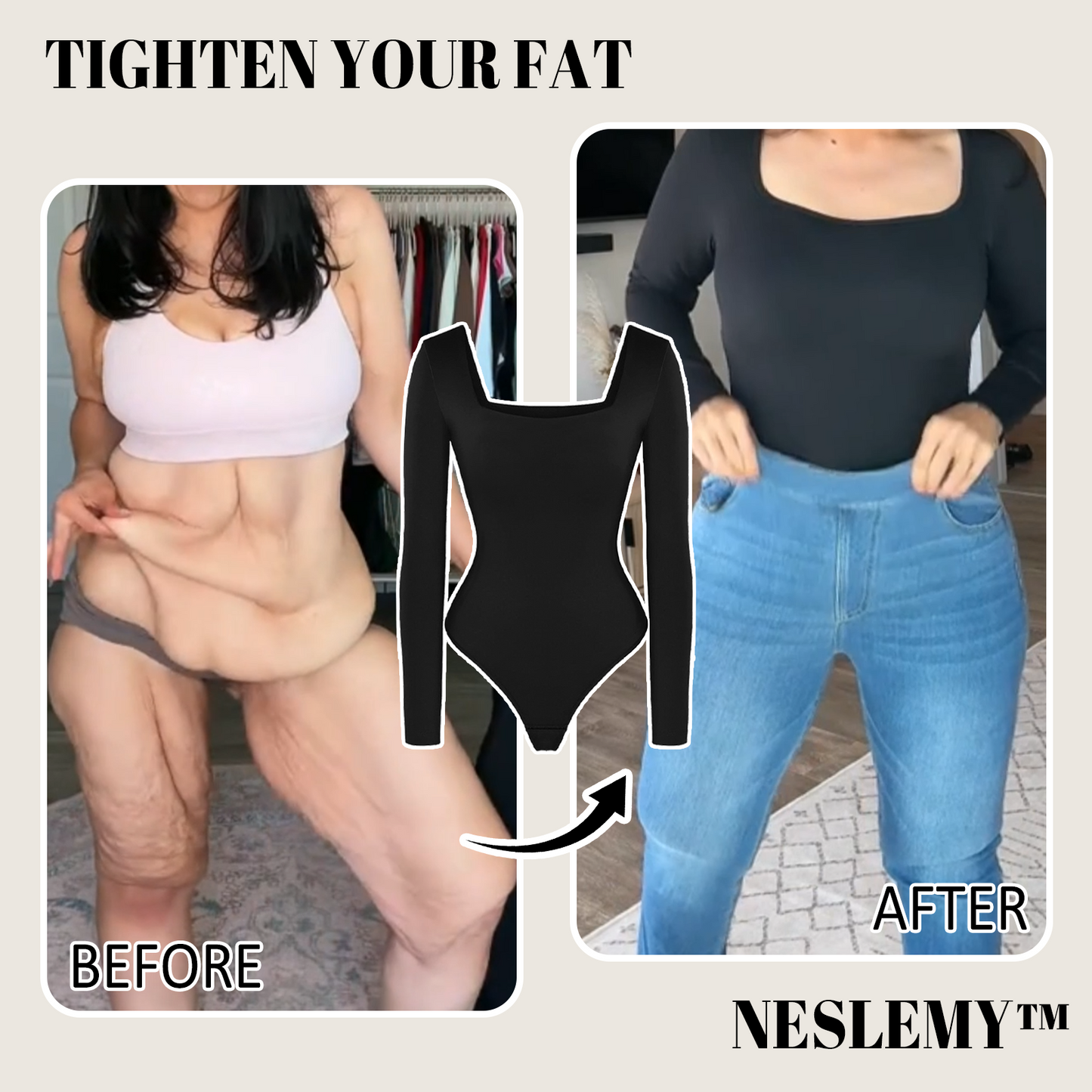 π₯ Black Friday Presale is On! π₯-Shapewear Contour Long Sleeve Square Neck Bodysuit